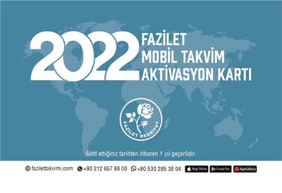Fazilet Mobil Takvim Aktivasyon Kartı 2022