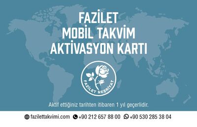 Fazilet Mobil Takvim Aktivasyon Kartı