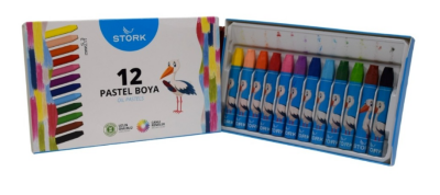 STORK 12 RENK PASTEL BOYA KARTON KUTU - 1