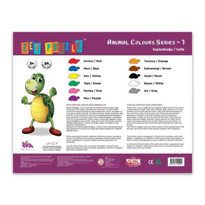 Zet Puzzle Animal Colours Series-1 Kaplumbağa/Turtle