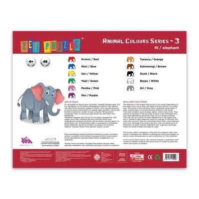 Zet Puzzle Animal Colours Series-3 Fil/Elephant